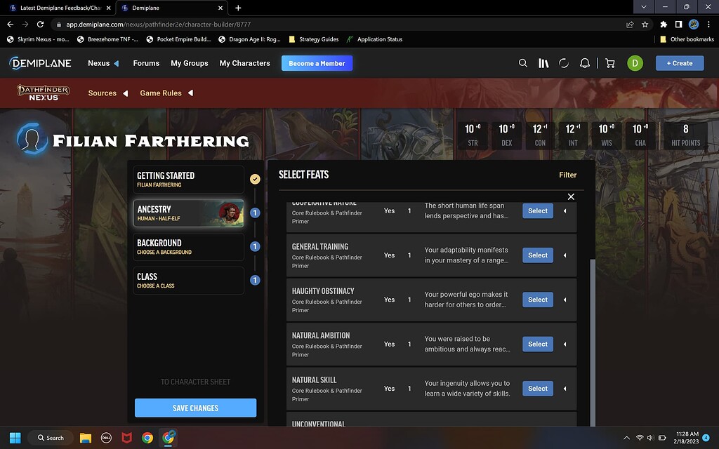Character Creation Frame scroll - Pathfinder Nexus & Character Tools ...