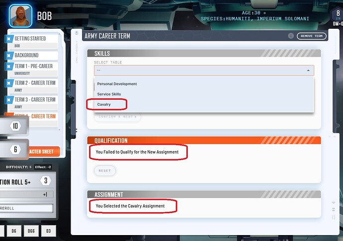 Traveller Nexus error (career)