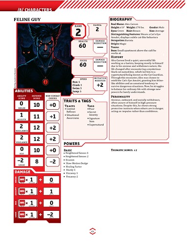 Feline Guy Character Sheet