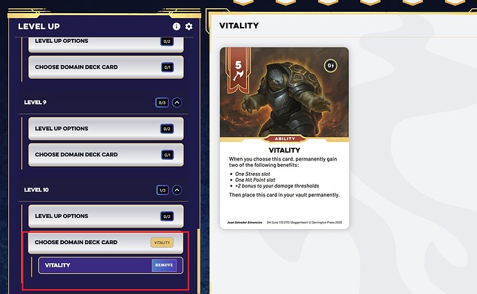 Vitality bug report DH